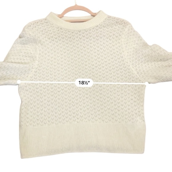 H&M brand mohair blend delicate knit sweater off white medium office casual - Picture 9 of 10